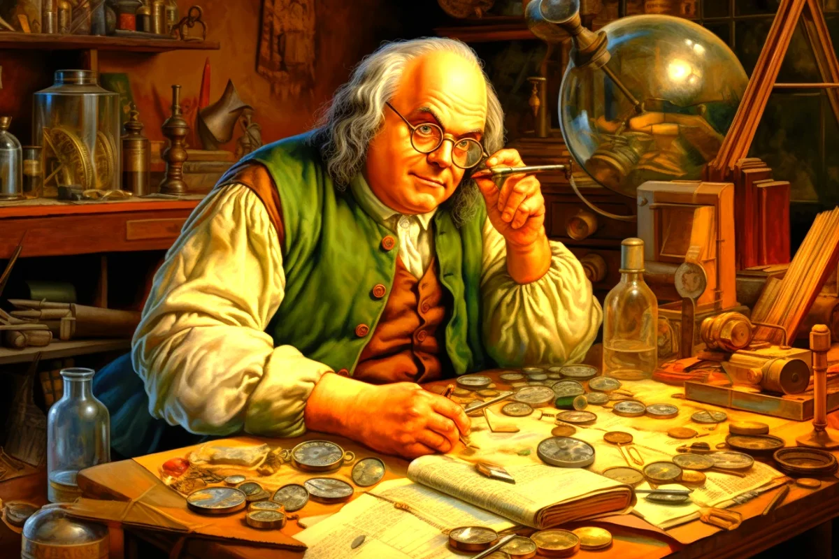 Benjamin franklin unveils bifocal invention.